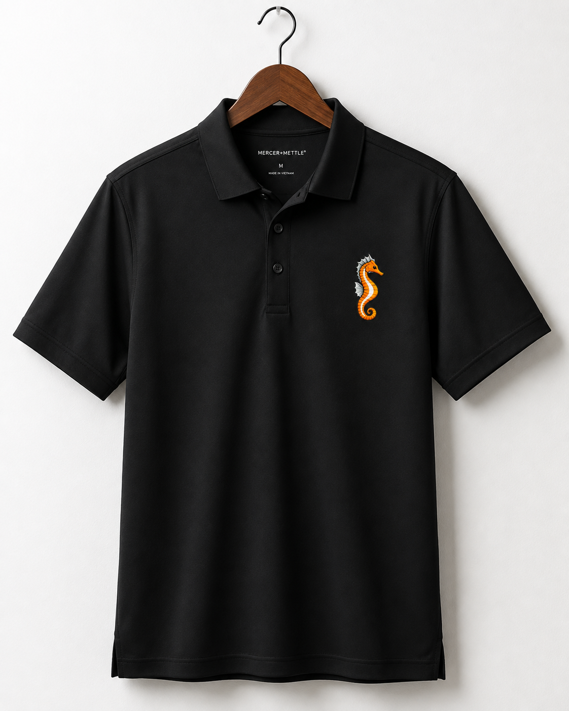 Embroidered Seahorse Polo Shirt Premium Coastal Ocean Polo, Orange Seahorse Marine Life Shirt, Florida Beach & Boating Gift.