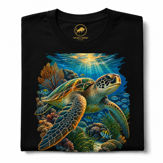 Majestic Sea Turtle Shirt, Premium Ocean Wildlife Graphic Tee, Colorful Coral Reef Turtle Shirt, Marine Life Gift for Ocean Lovers.