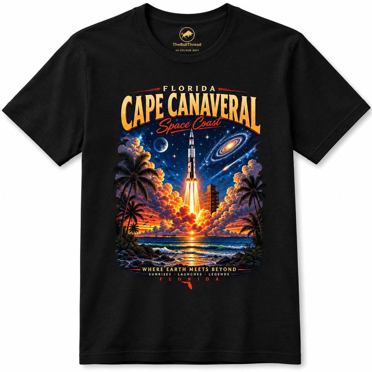 Cape Canaveral Florida Space Coast Rocket Launch Graphic T Shirt.