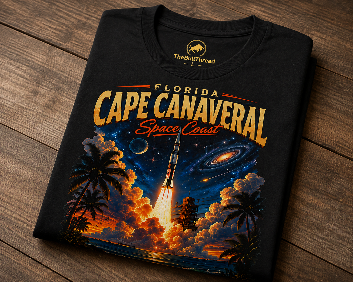 Cape Canaveral Florida Space Coast Rocket Launch Graphic T Shirt.