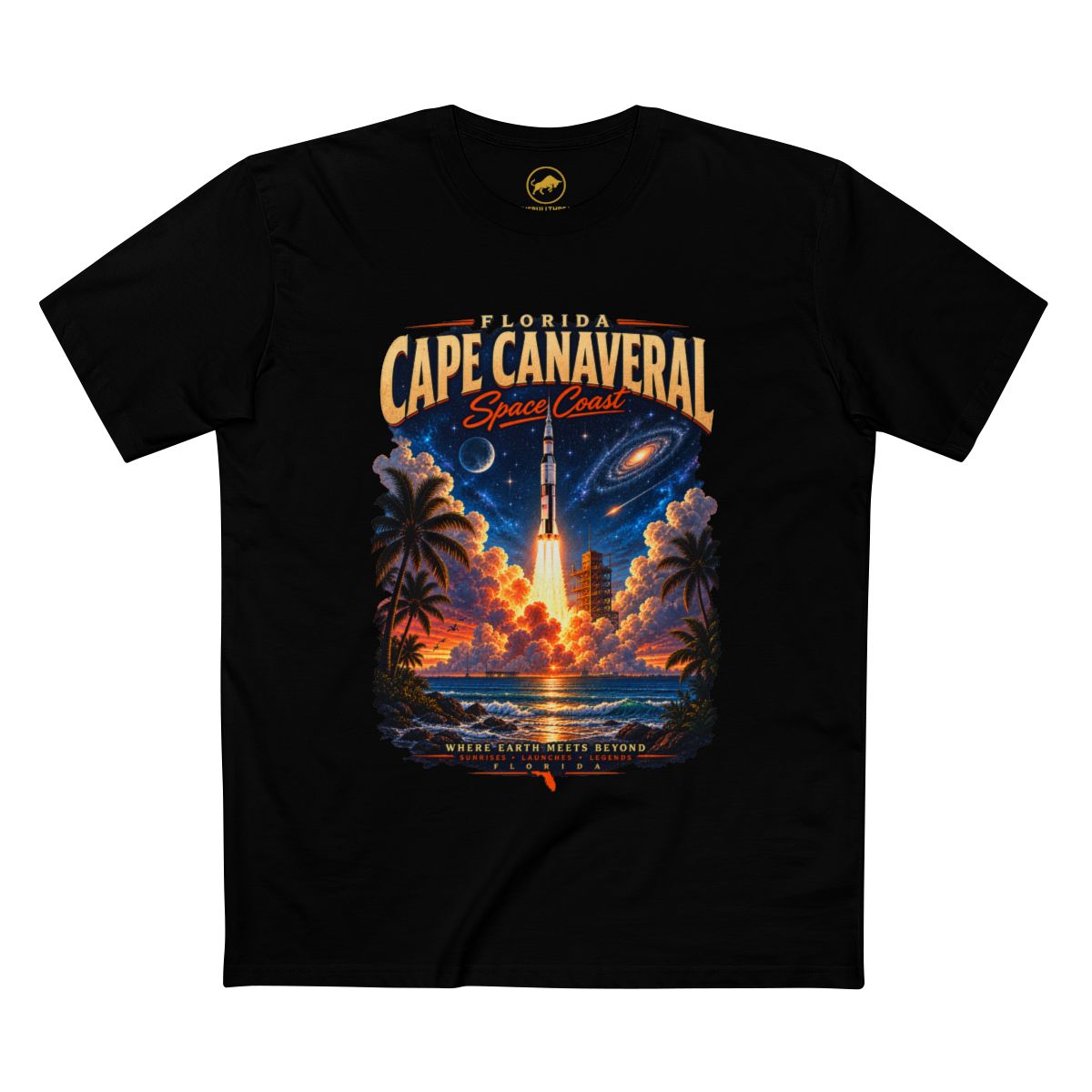 Cape Canaveral Florida Space Coast Rocket Launch Graphic T Shirt.