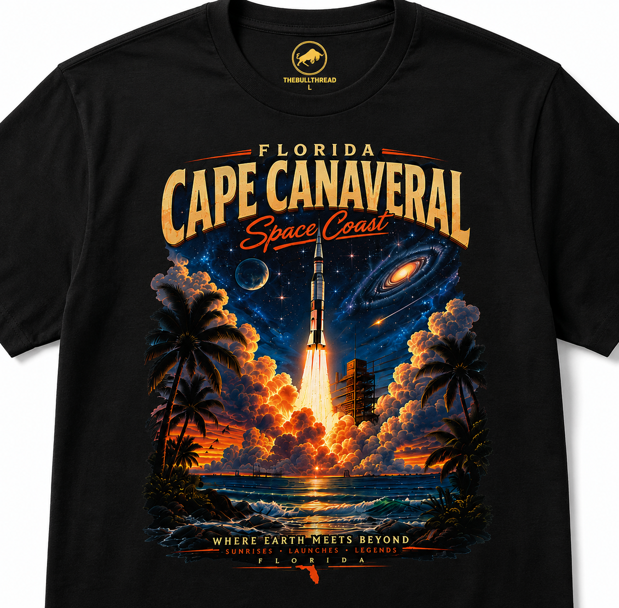 Cape Canaveral Florida Space Coast Rocket Launch Graphic T Shirt.