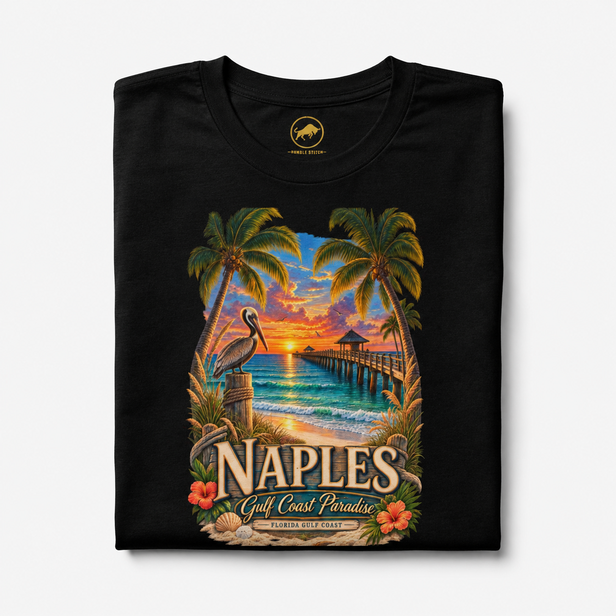Naples Florida Gulf Coast Paradise Shirt Vintage Naples Pier Pelican Sunset Beach Graphic Tee Florida Vacation Souvenir.