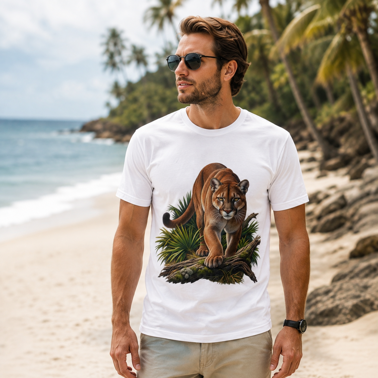 Florida Panther Wildlife Graphic T Shirt Realistic Big Cat Nature Tee Florida Wildlife Outdoor Animal Lover Shirt.