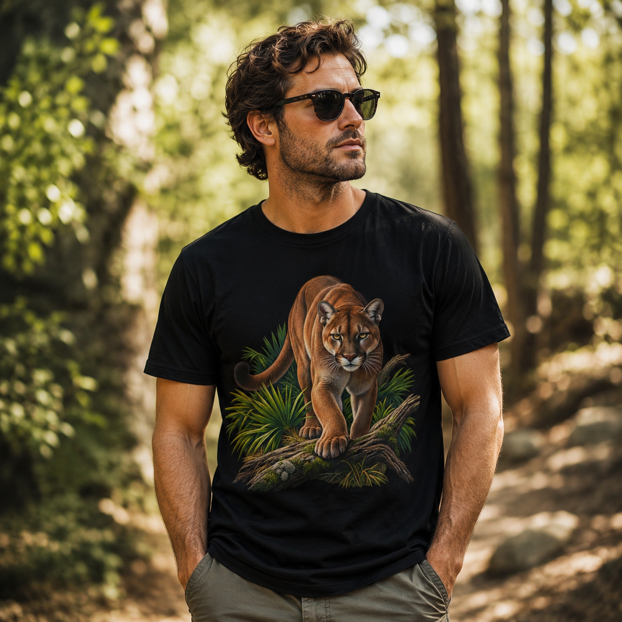 Florida Panther Wildlife Graphic T Shirt Realistic Big Cat Nature Tee Florida Wildlife Outdoor Animal Lover Shirt.