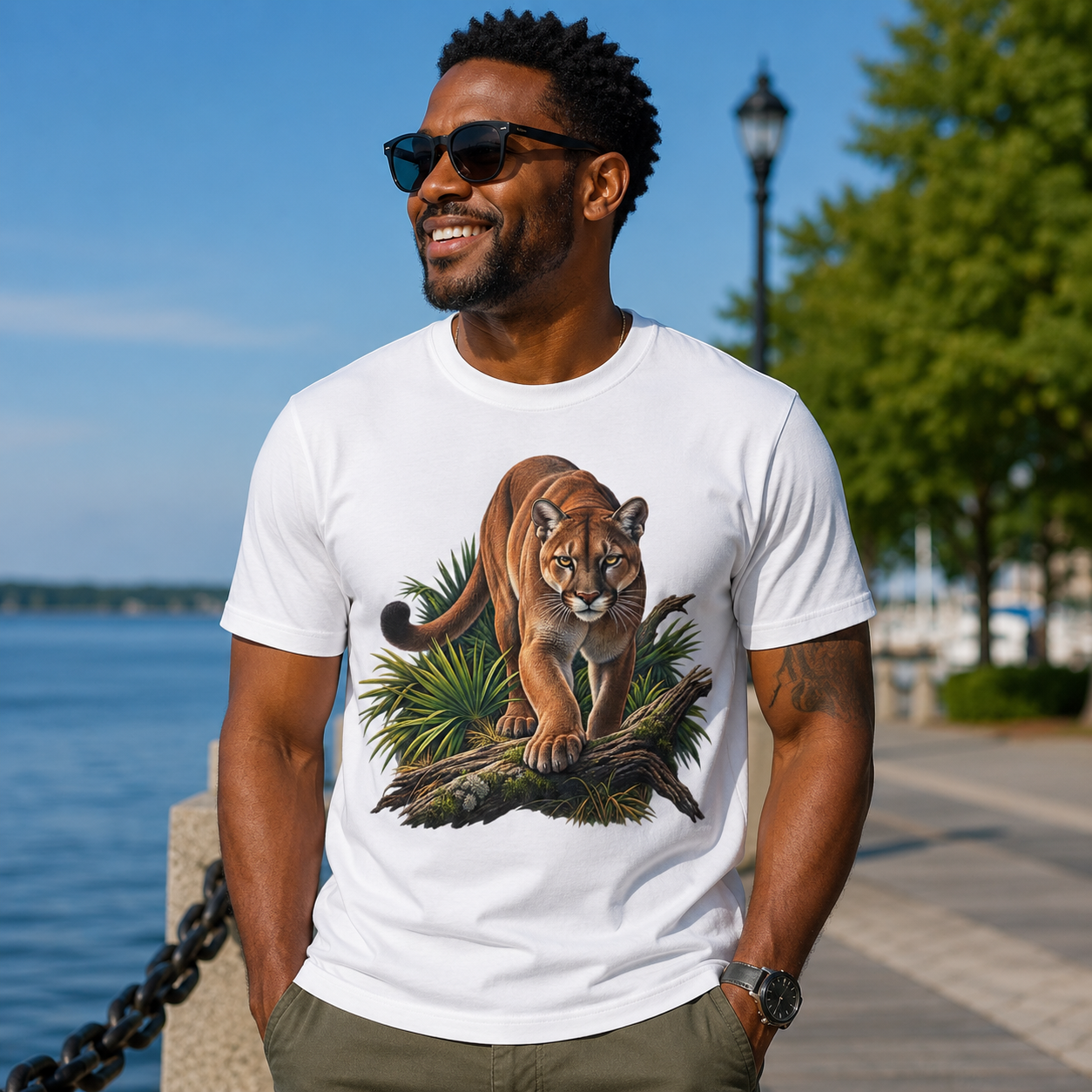 Florida Panther Wildlife Graphic T Shirt Realistic Big Cat Nature Tee Florida Wildlife Outdoor Animal Lover Shirt.