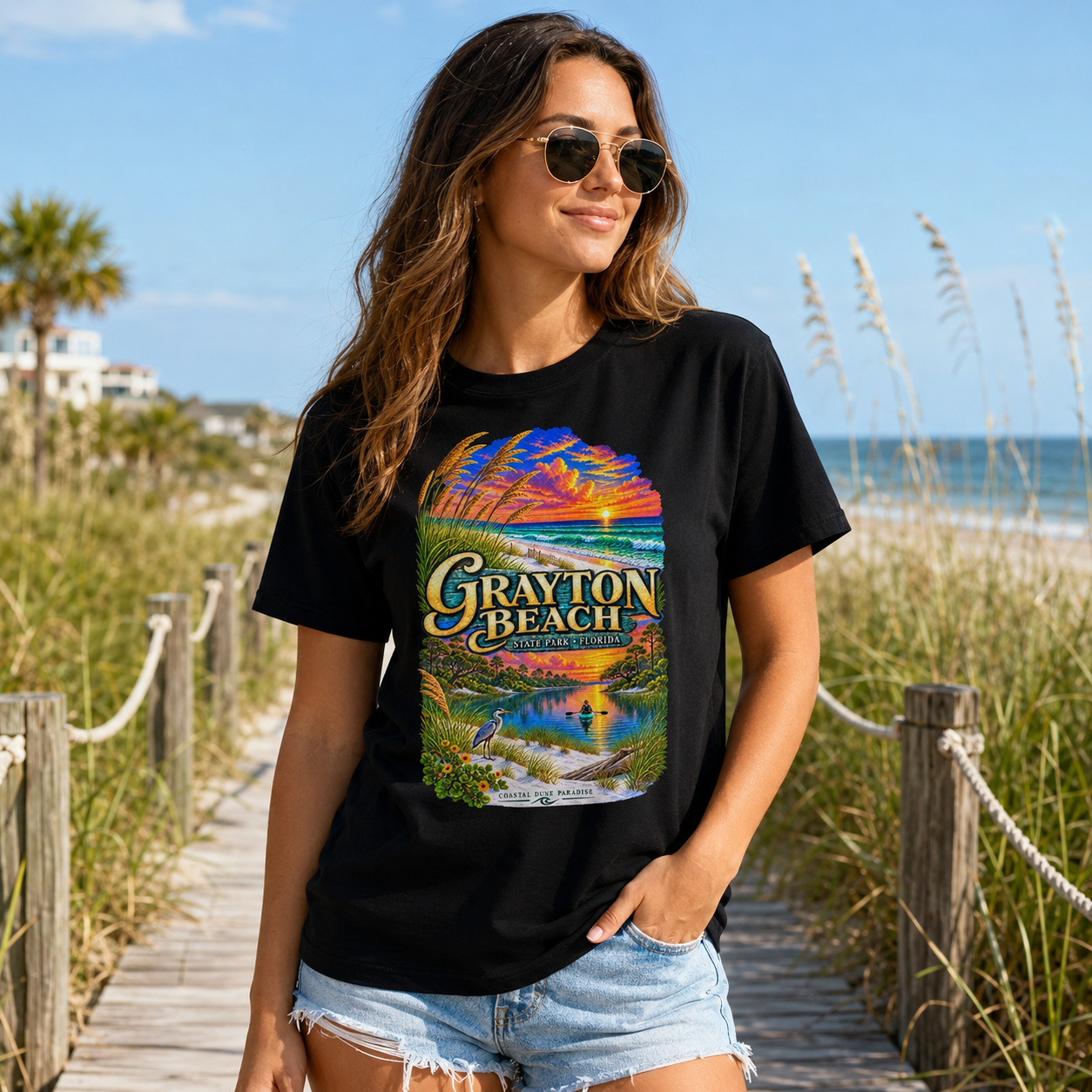 Grayton Beach State Park Shirt, Retro Florida Coastal Graphic Tee, Emerald Coast Vacation Souvenir.