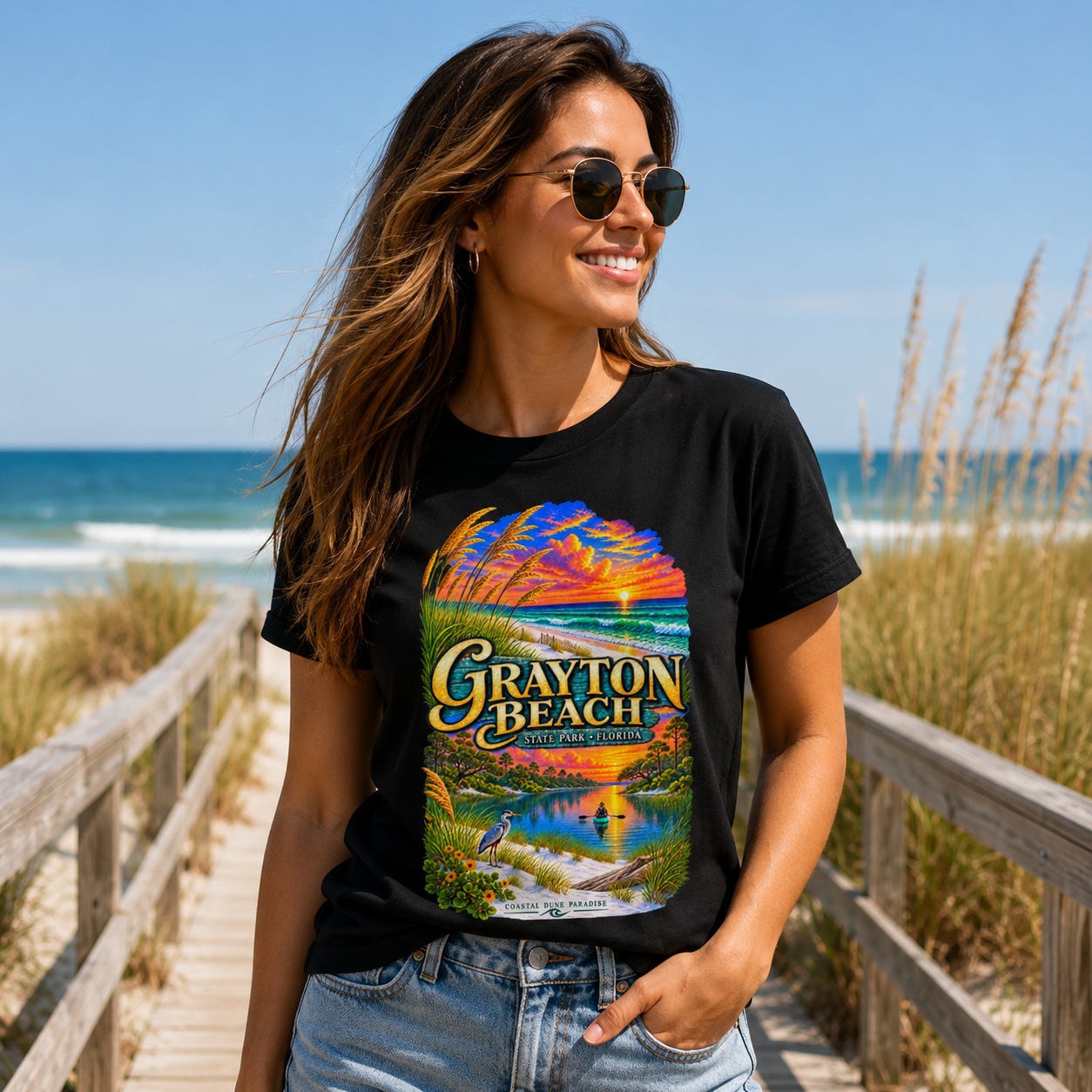 Grayton Beach State Park Shirt, Retro Florida Coastal Graphic Tee, Emerald Coast Vacation Souvenir