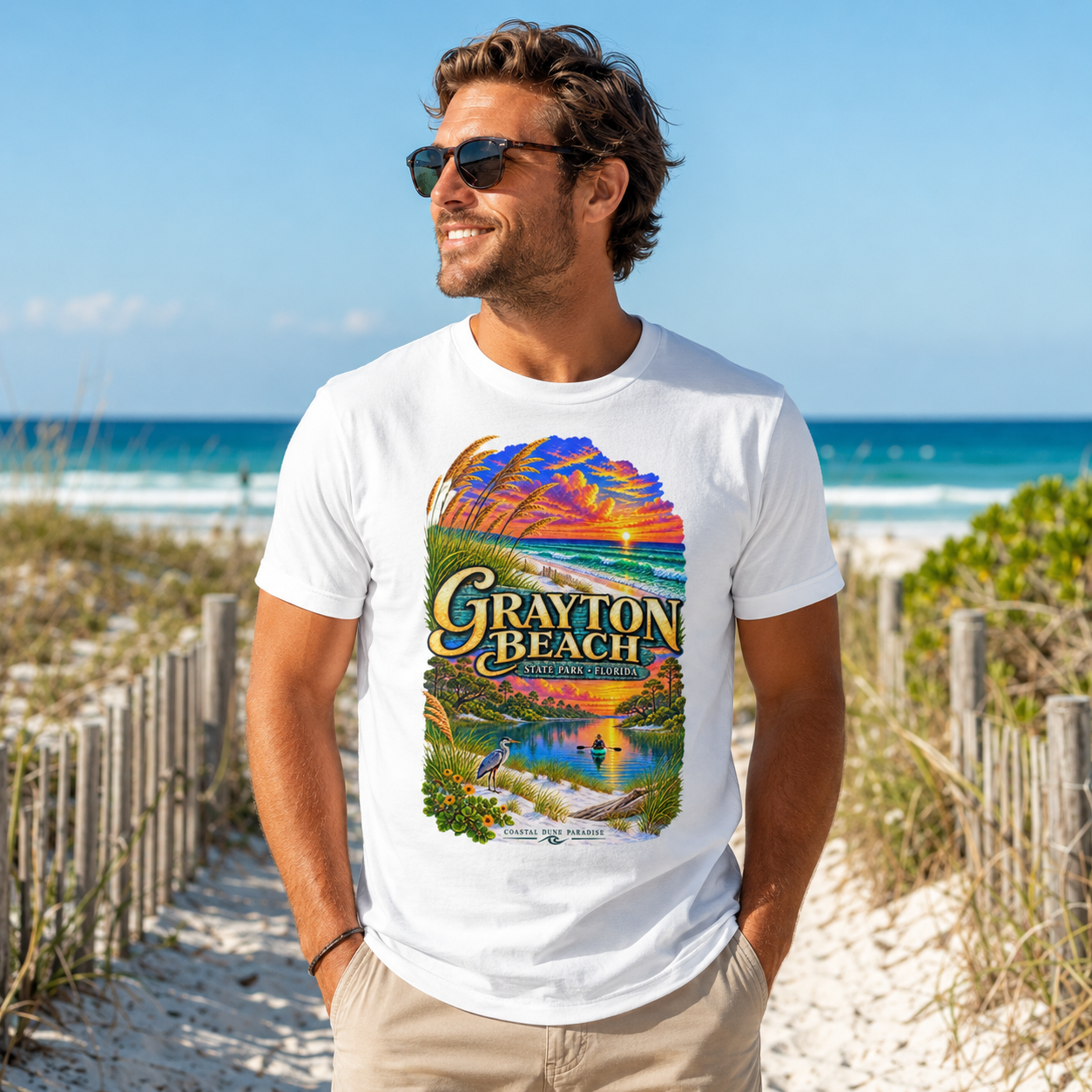 Grayton Beach State Park Shirt, Retro Florida Coastal Graphic Tee, Emerald Coast Vacation Souvenir.