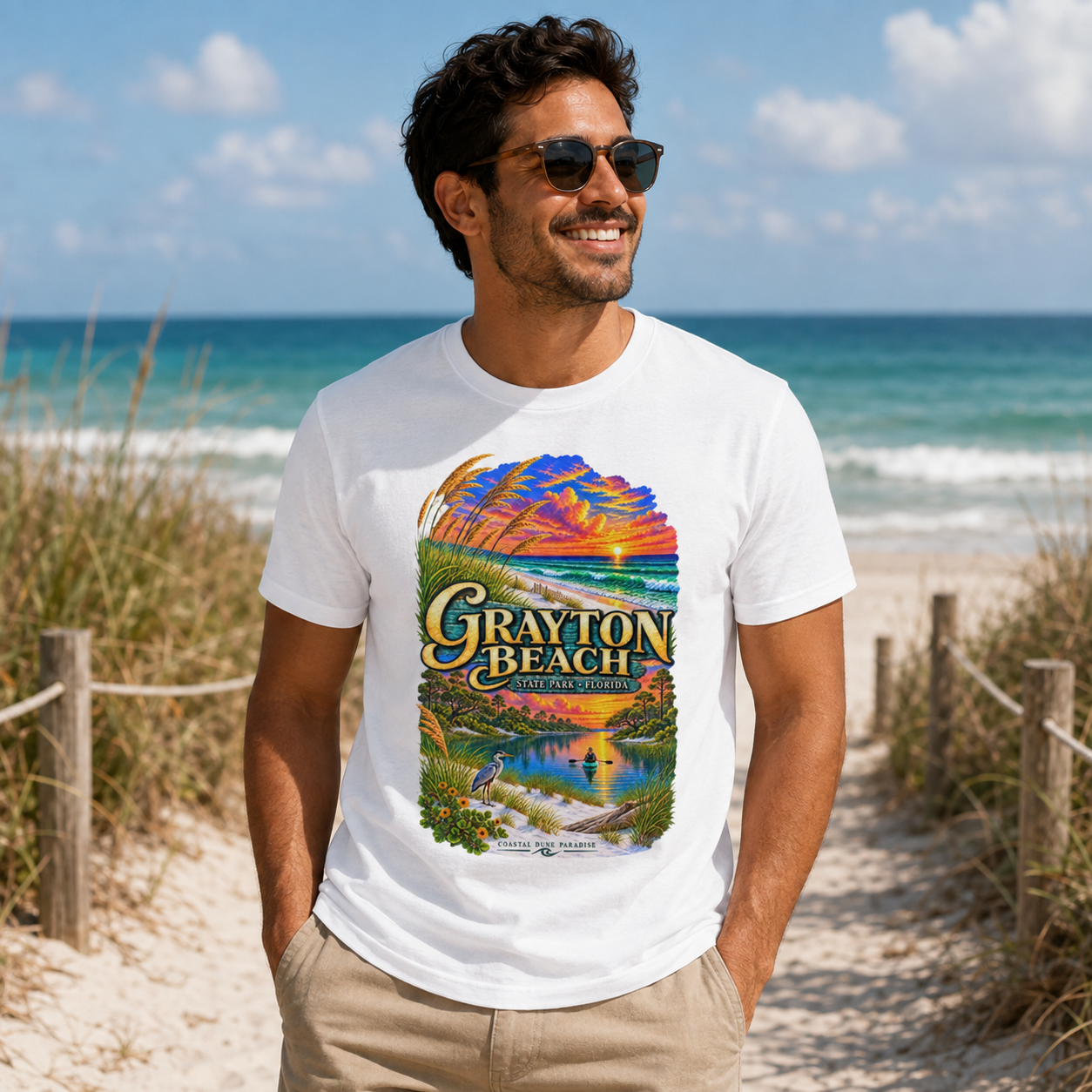 Grayton Beach State Park Shirt, Retro Florida Coastal Graphic Tee, Emerald Coast Vacation Souvenir.
