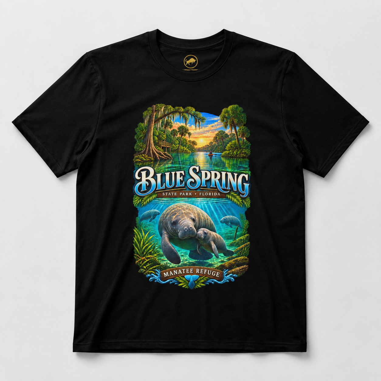Blue Spring State Park Manatee T-Shirt, Heavyweight Retro Florida Springs Graphic.
