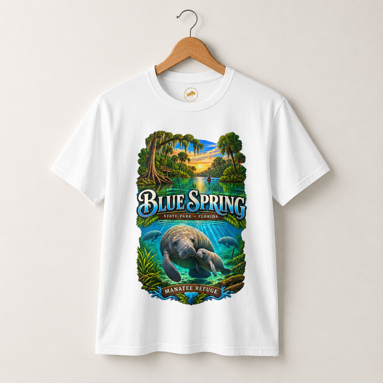Blue Spring State Park Manatee T-Shirt, Heavyweight Retro Florida Springs Graphic.