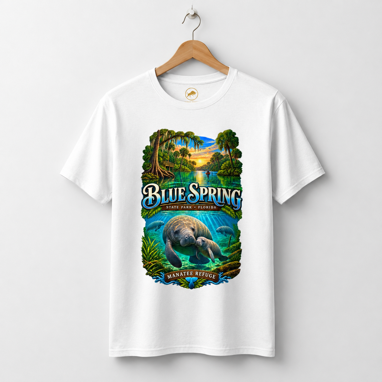 Blue Spring State Park Manatee T-Shirt, Heavyweight Retro Florida Springs Graphic.