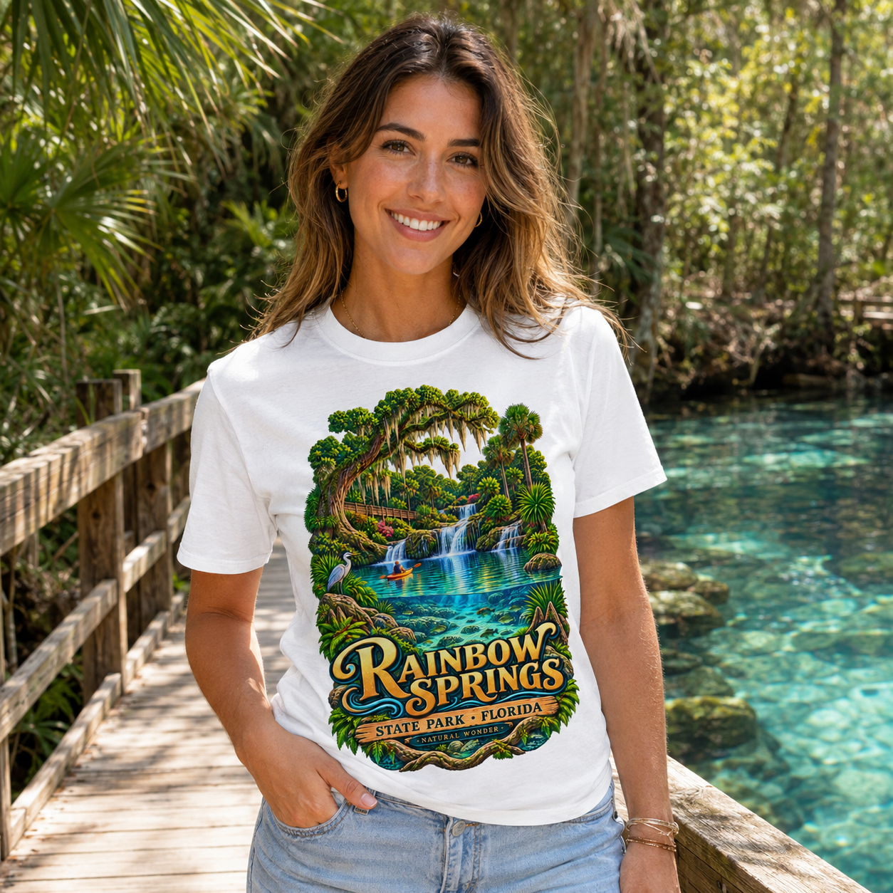 Rainbow Springs State Park Shirt, Florida Waterfall Nature Tee, Retro Kayaking Souvenir.