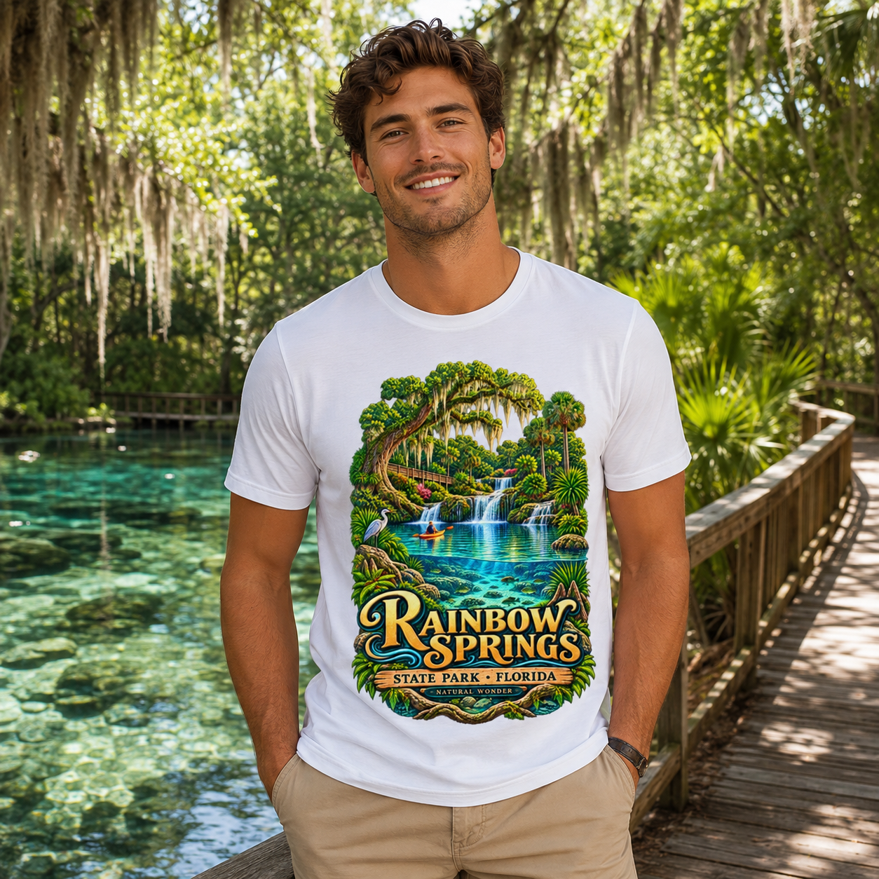 Rainbow Springs State Park Shirt, Florida Waterfall Nature Tee, Retro Kayaking Souvenir.