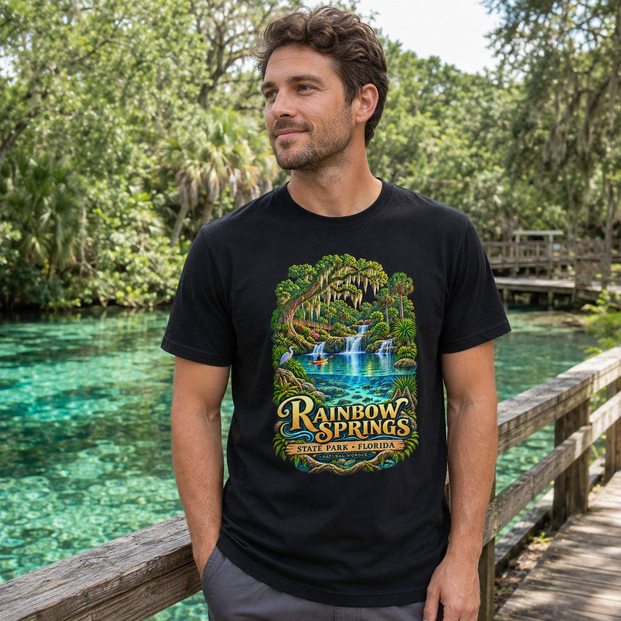 Rainbow Springs State Park Shirt, Florida Waterfall Nature Tee, Retro Kayaking Souvenir.