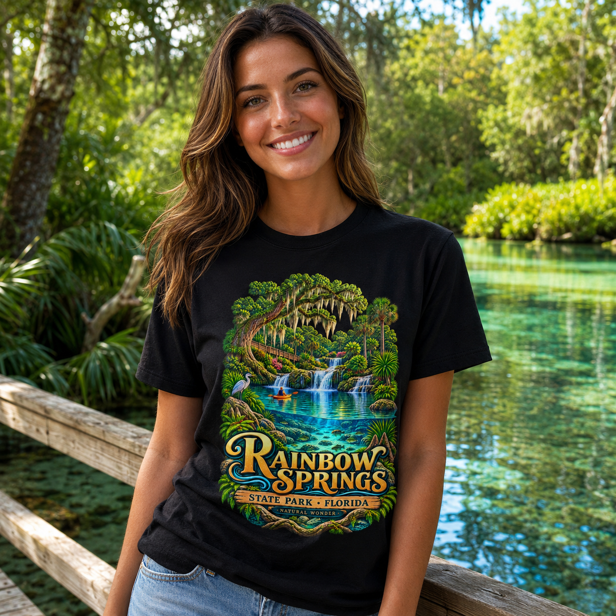 Rainbow Springs State Park Shirt, Florida Waterfall Nature Tee, Retro Kayaking Souvenir.
