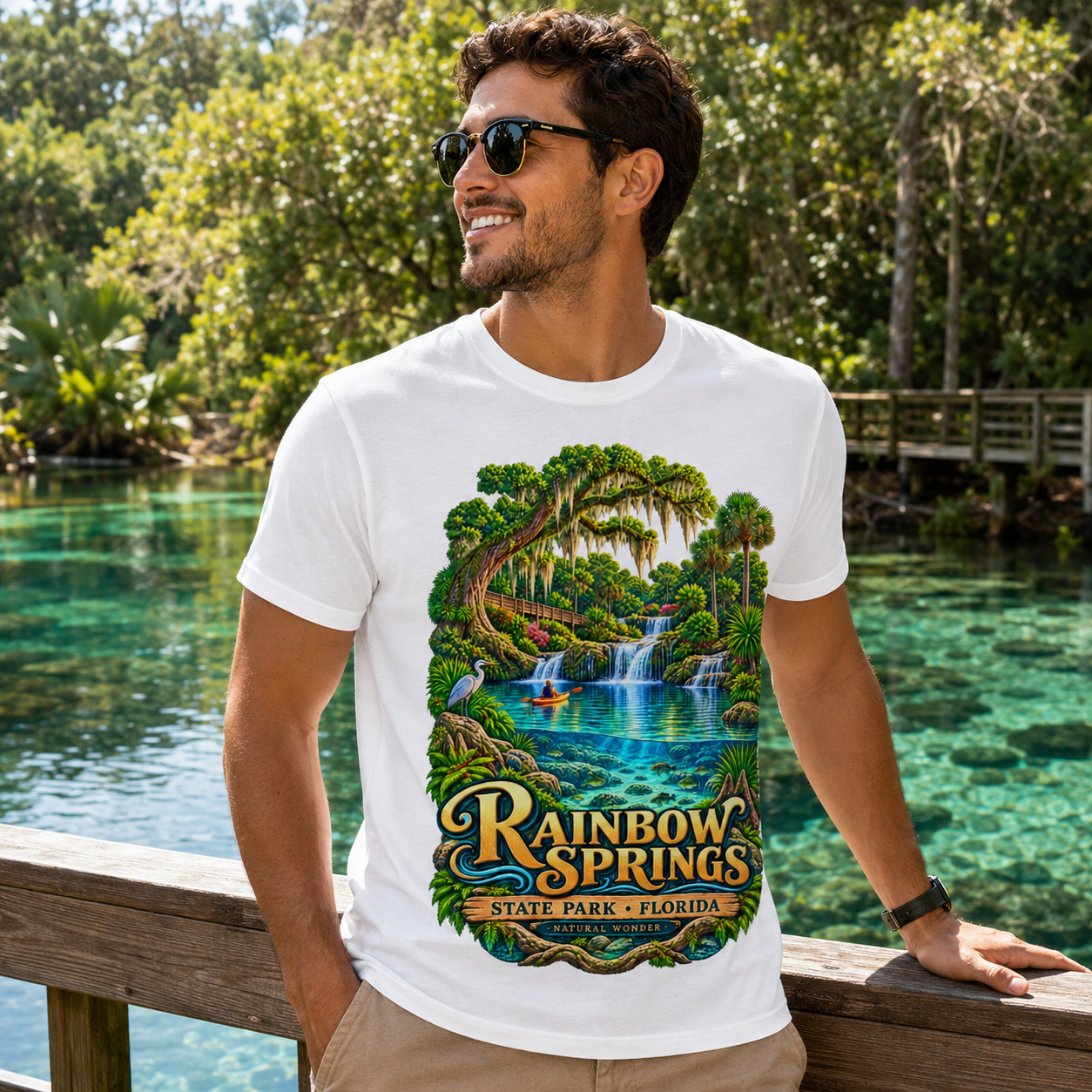 Rainbow Springs State Park Shirt, Florida Waterfall Nature Tee, Retro Kayaking Souvenir.