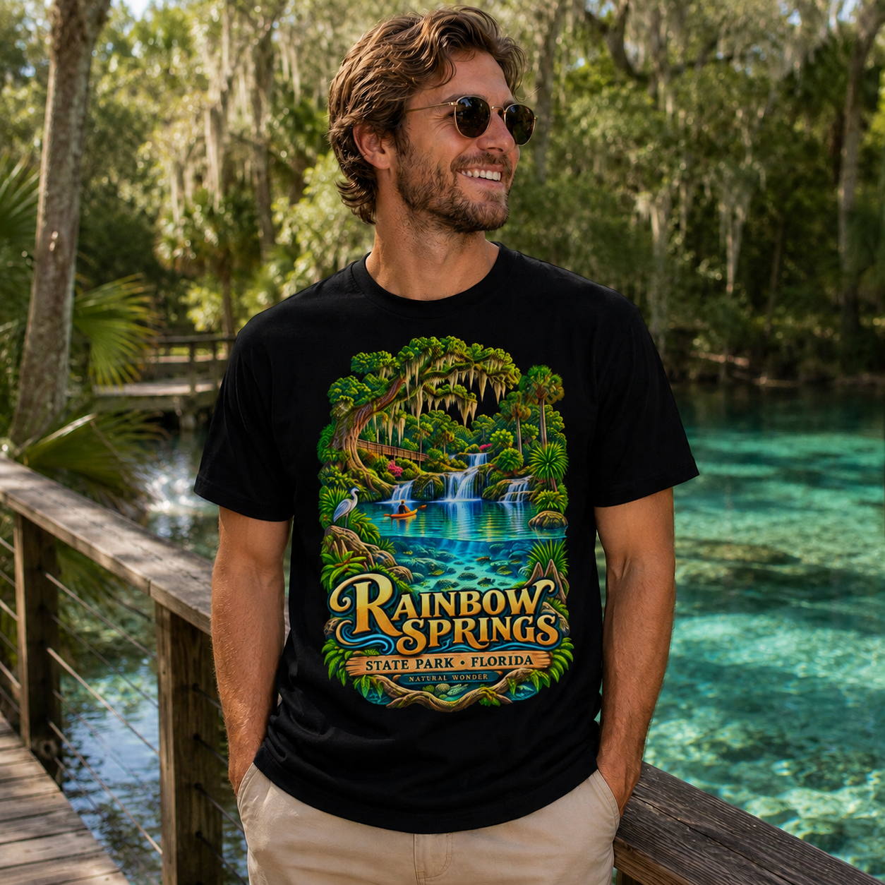 Rainbow Springs State Park Shirt, Florida Waterfall Nature Tee, Retro Kayaking Souvenir.