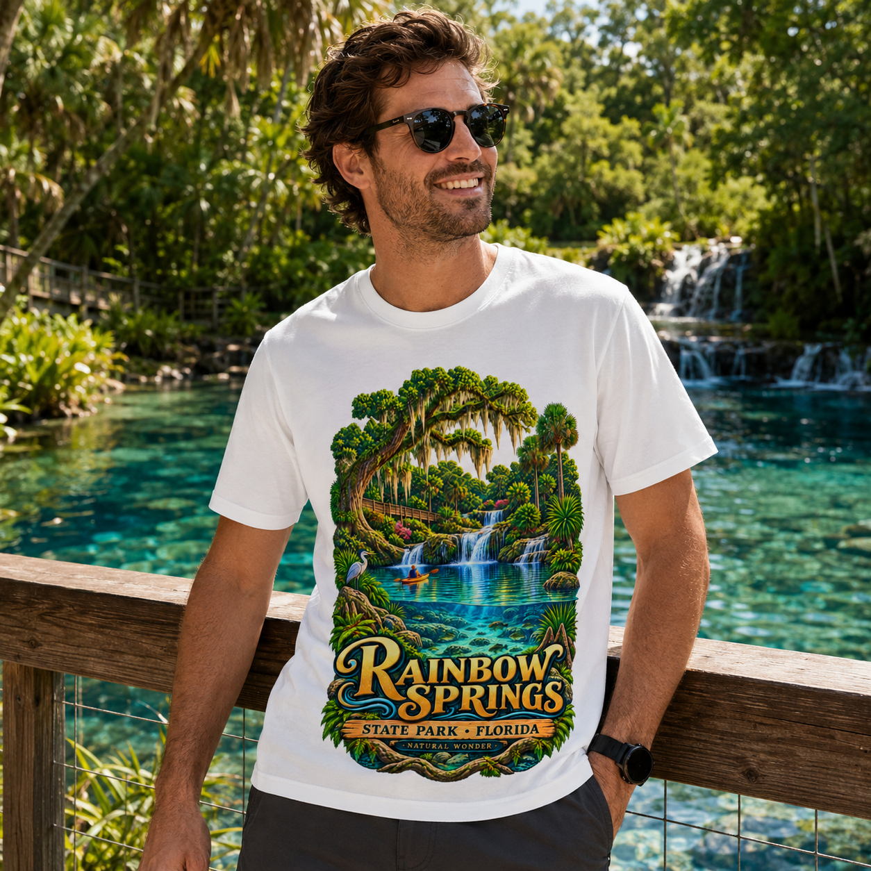 Rainbow Springs State Park Shirt, Florida Waterfall Nature Tee, Retro Kayaking Souvenir.
