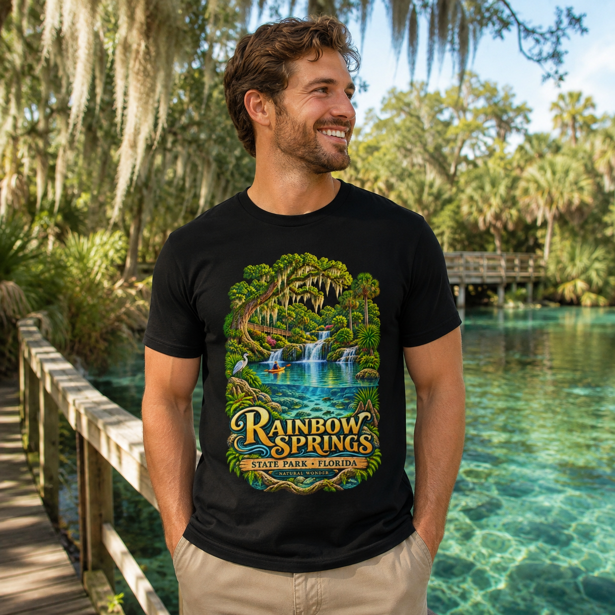 Rainbow Springs State Park Shirt, Florida Waterfall Nature Tee, Retro Kayaking Souvenir.