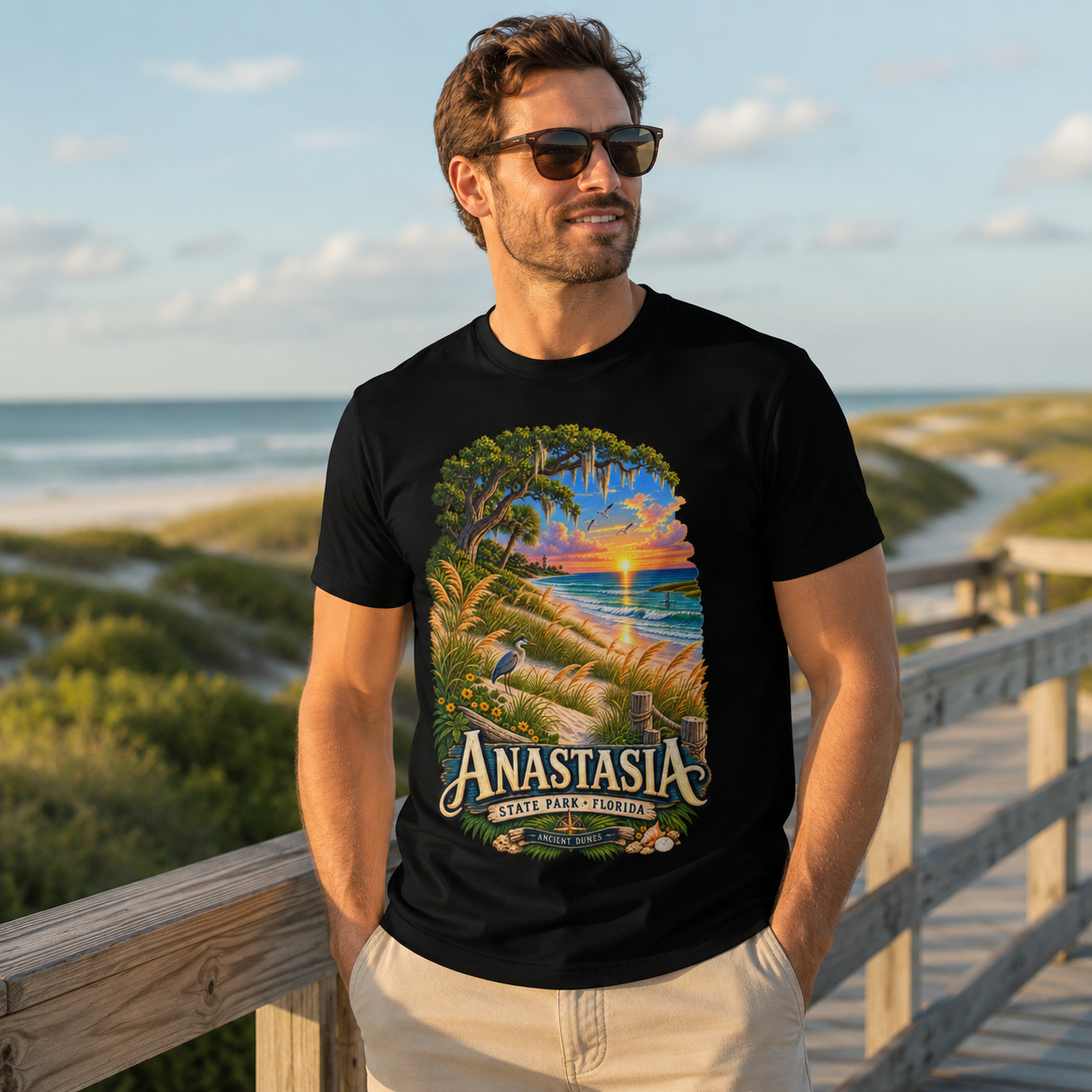 Anastasia State Park Shirt, St Augustine Florida Beach Tee, Vintage Coastal Nature Graphic.