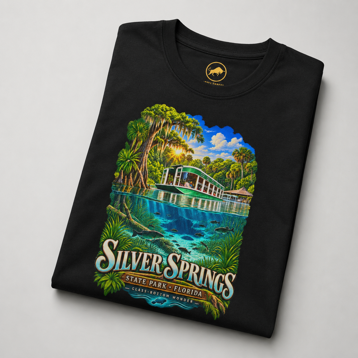 Silver Springs State Park Shirt, Vintage Florida Glass-Bottom Boat Graphic Tee.