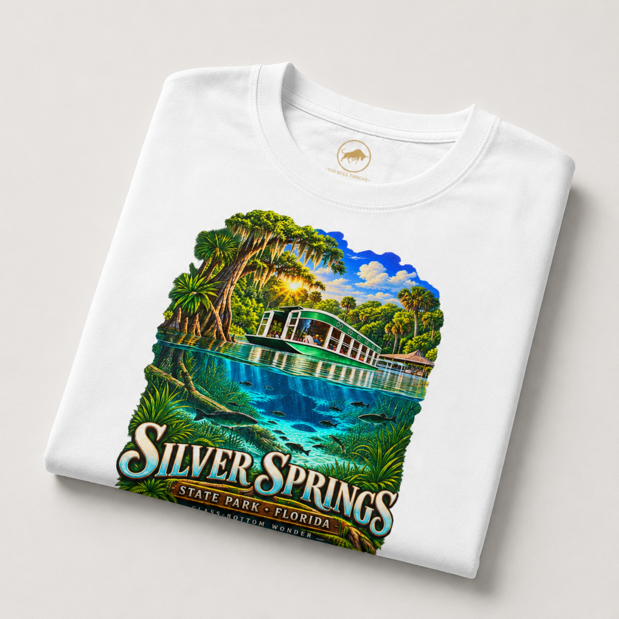 Silver Springs State Park Shirt, Vintage Florida Glass-Bottom Boat Graphic Tee.