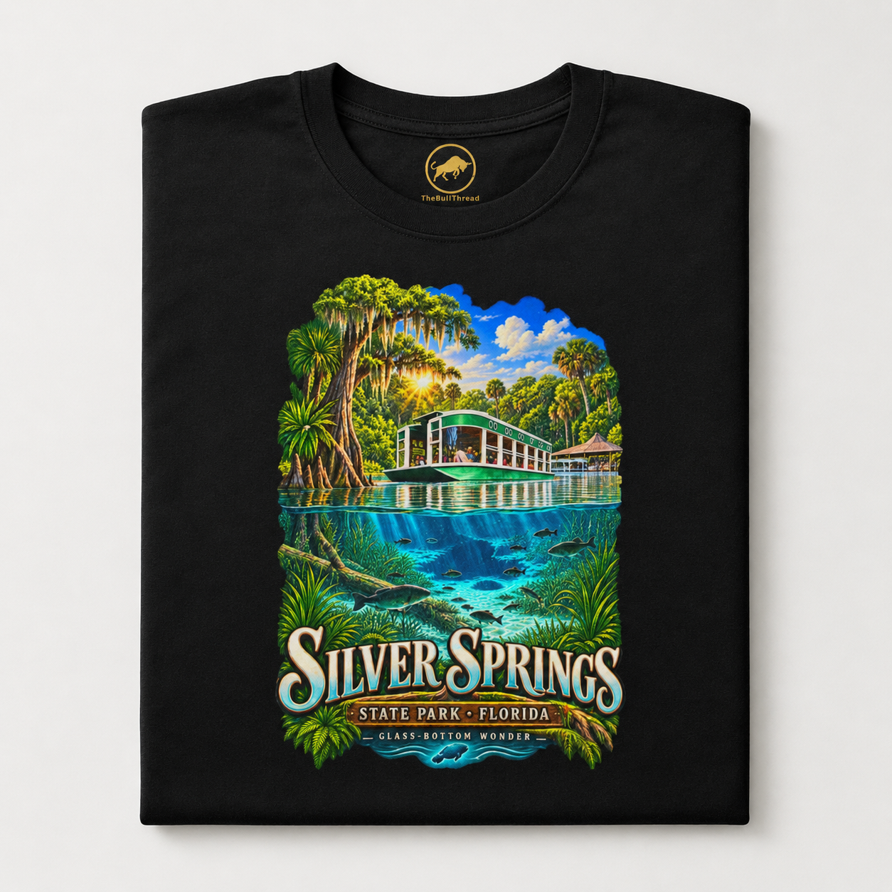 Silver Springs State Park Shirt, Vintage Florida Glass-Bottom Boat Graphic Tee.