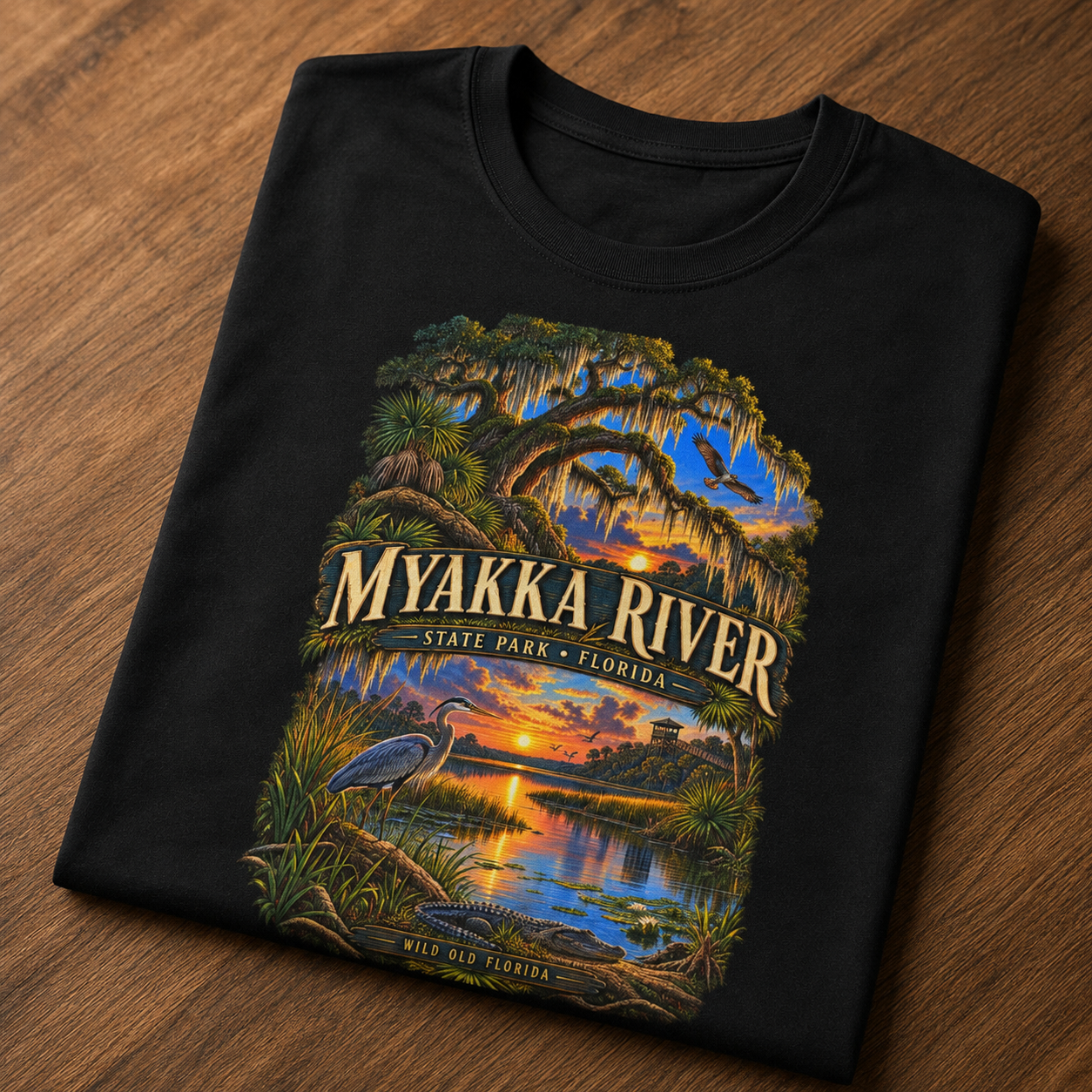 Myakka River State Park Shirt, Florida Alligator Wildlife Vintage Graphic Tee.