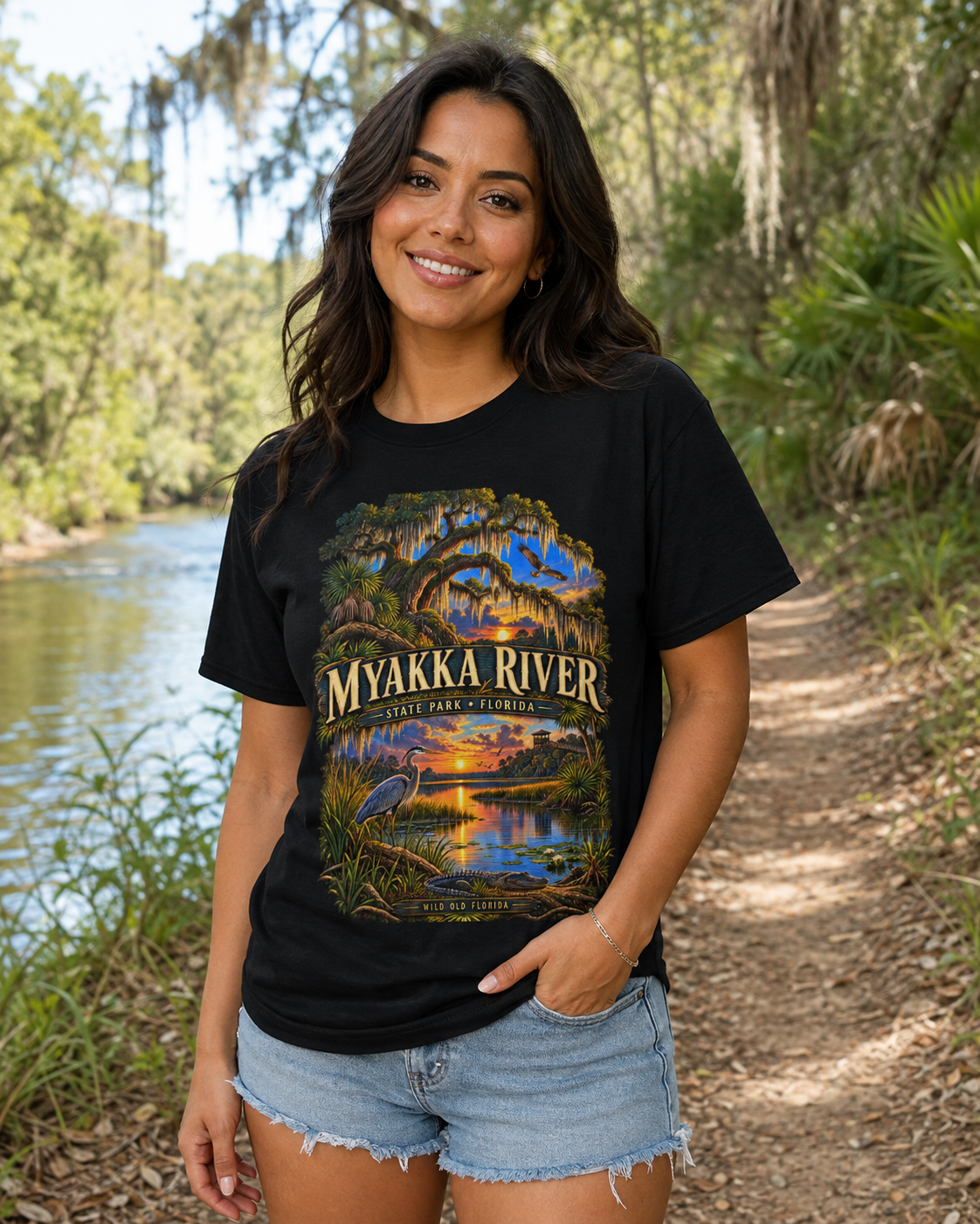 Myakka River State Park Shirt, Florida Alligator Wildlife Vintage Graphic Tee.