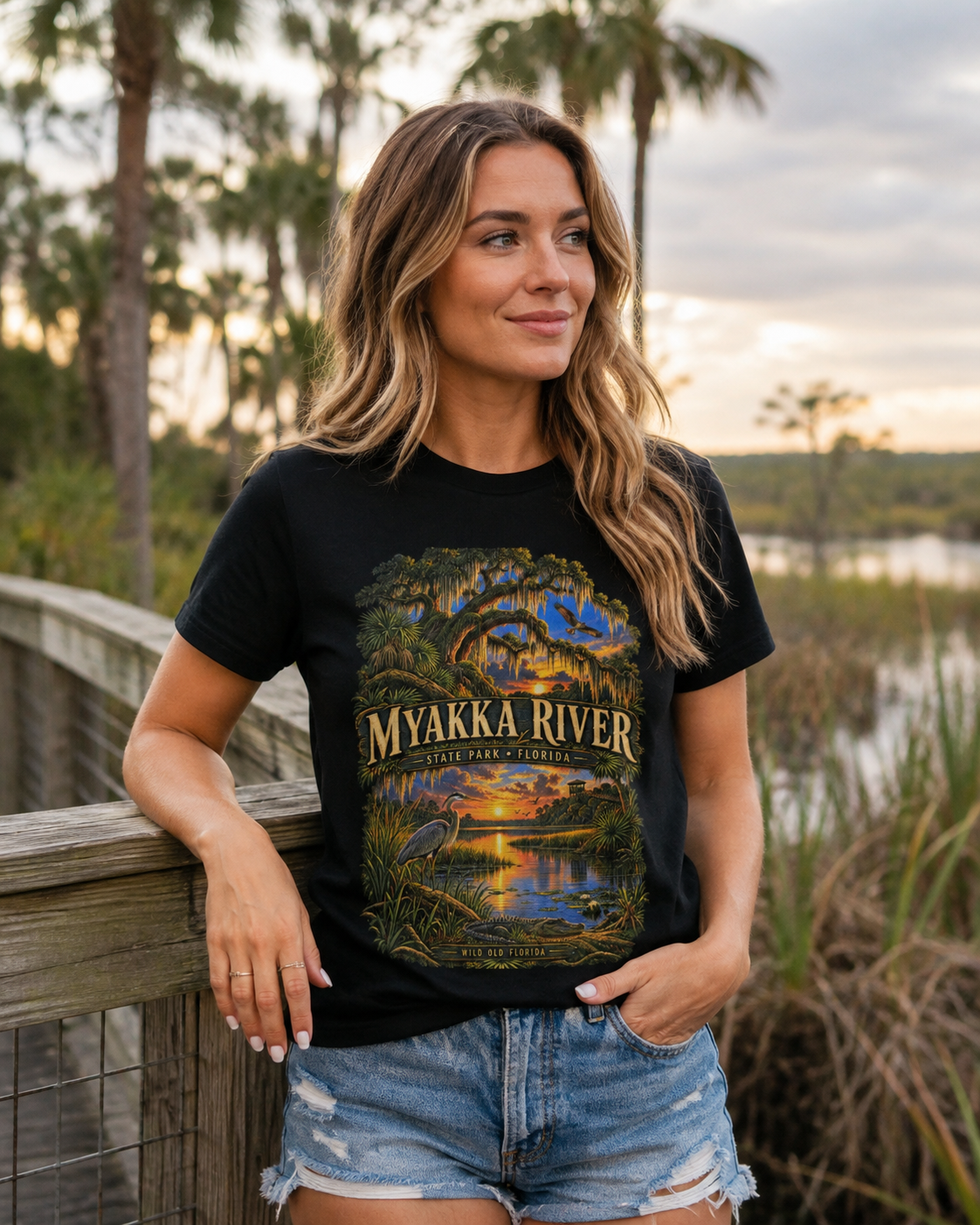 Myakka River State Park Shirt, Florida Alligator Wildlife Vintage Graphic Tee.