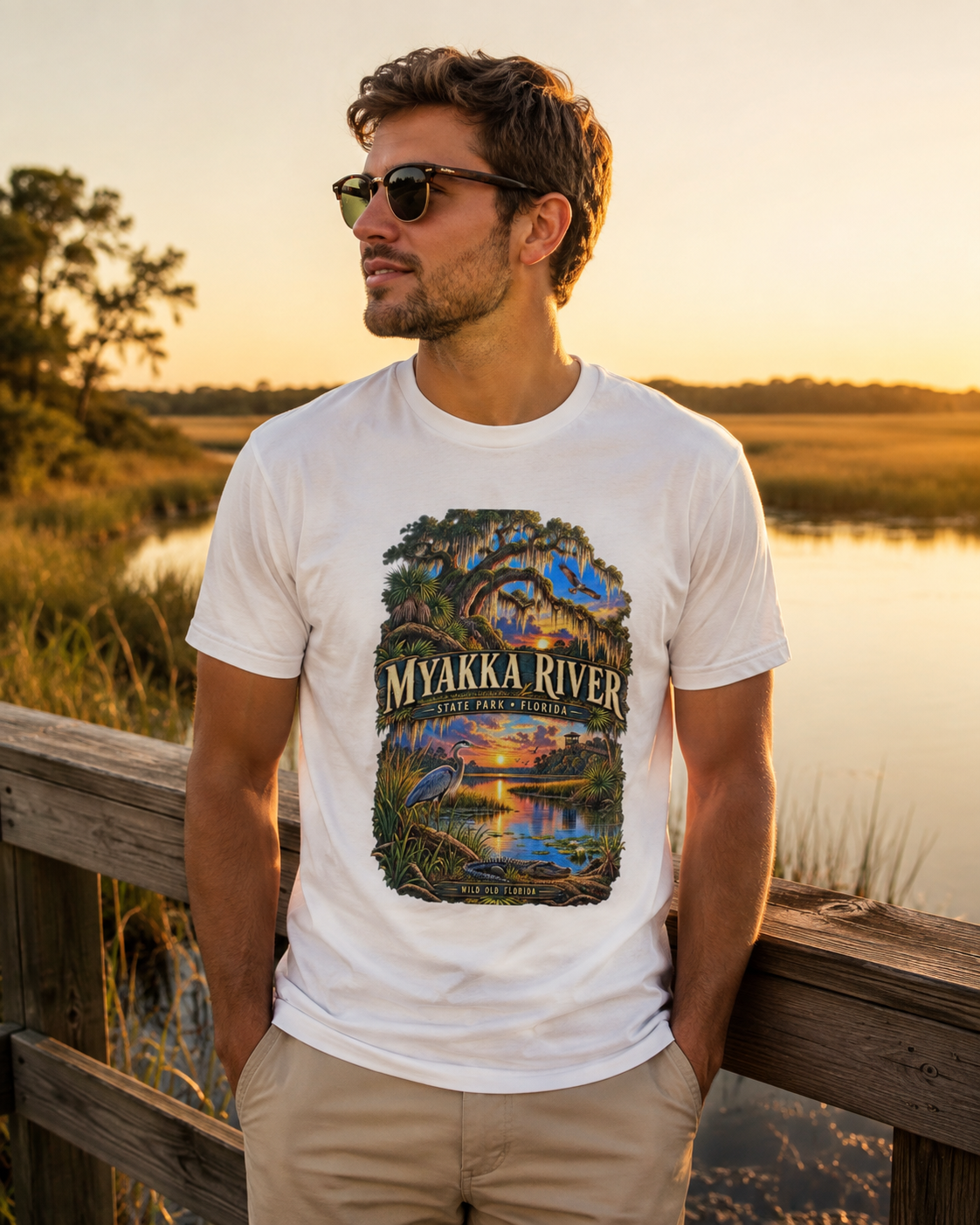 Myakka River State Park Shirt, Florida Alligator Wildlife Vintage Graphic Tee.