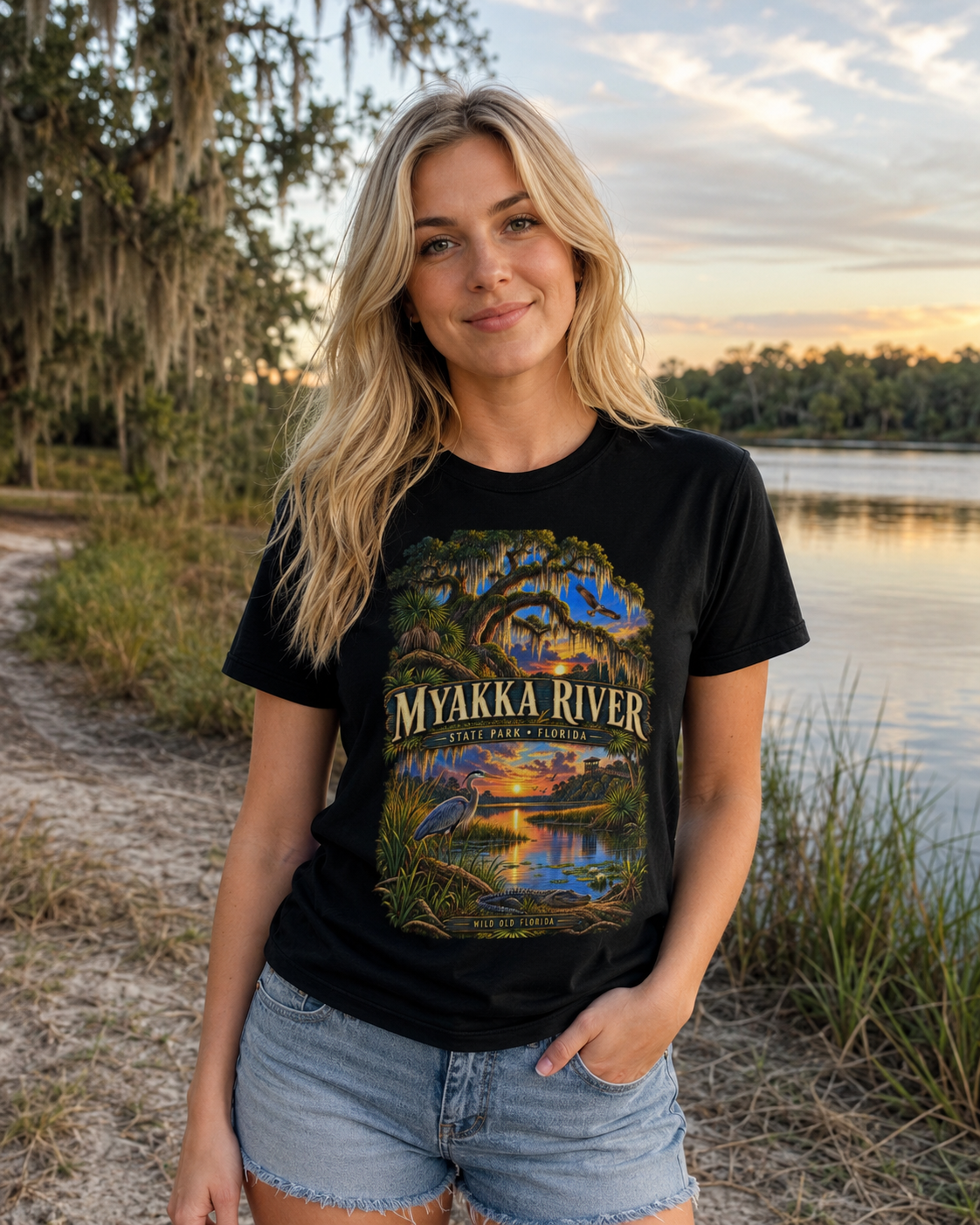 Myakka River State Park Shirt, Florida Alligator Wildlife Vintage Graphic Tee.