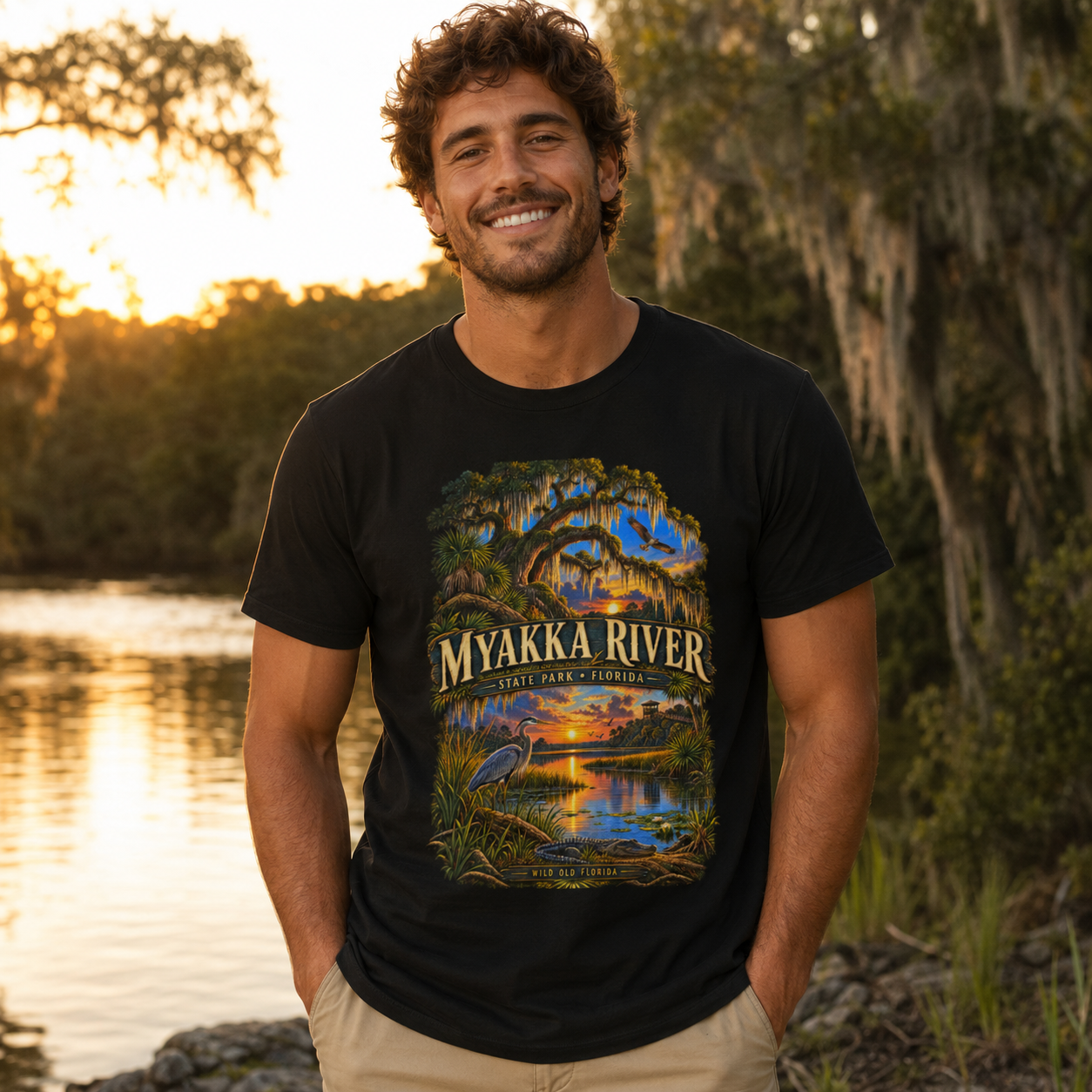 Myakka River State Park Shirt, Florida Alligator Wildlife Vintage Graphic Tee.