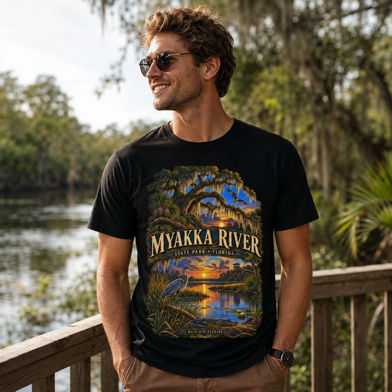 Myakka River State Park Shirt, Florida Alligator Wildlife Vintage Graphic Tee.