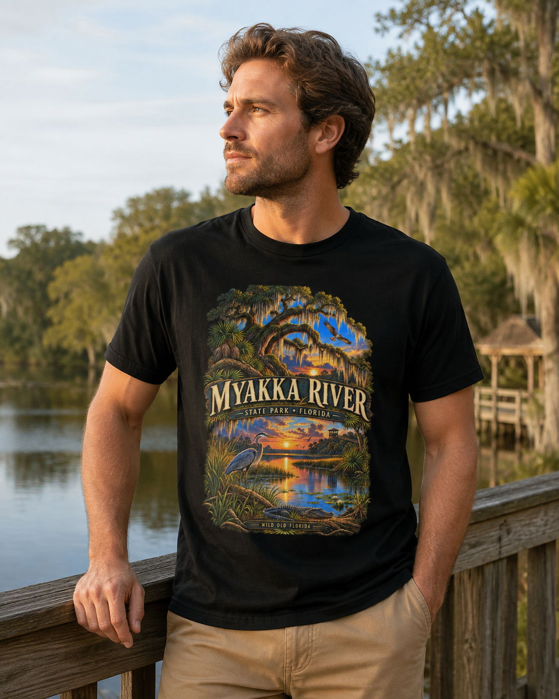 Myakka River State Park Shirt, Florida Alligator Wildlife Vintage Graphic Tee.