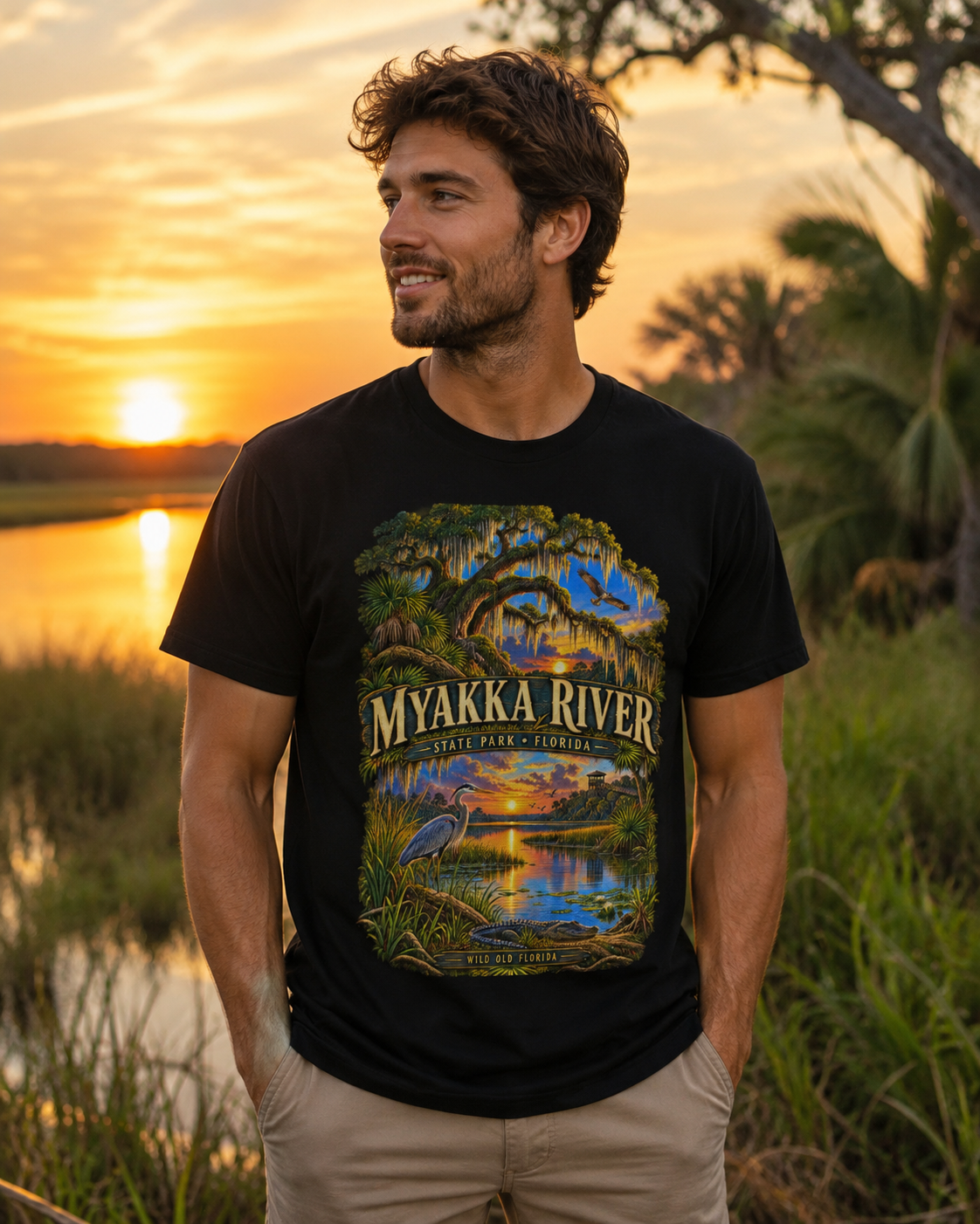 Myakka River State Park Shirt, Florida Alligator Wildlife Vintage Graphic Tee.