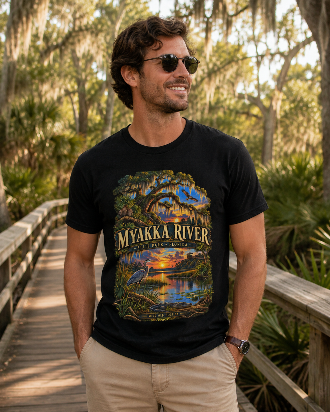 Myakka River State Park Shirt, Florida Alligator Wildlife Vintage Graphic Tee.