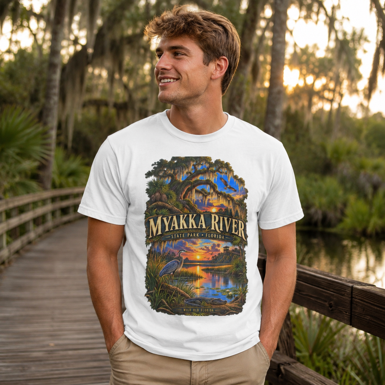 Myakka River State Park Shirt, Florida Alligator Wildlife Vintage Graphic Tee.
