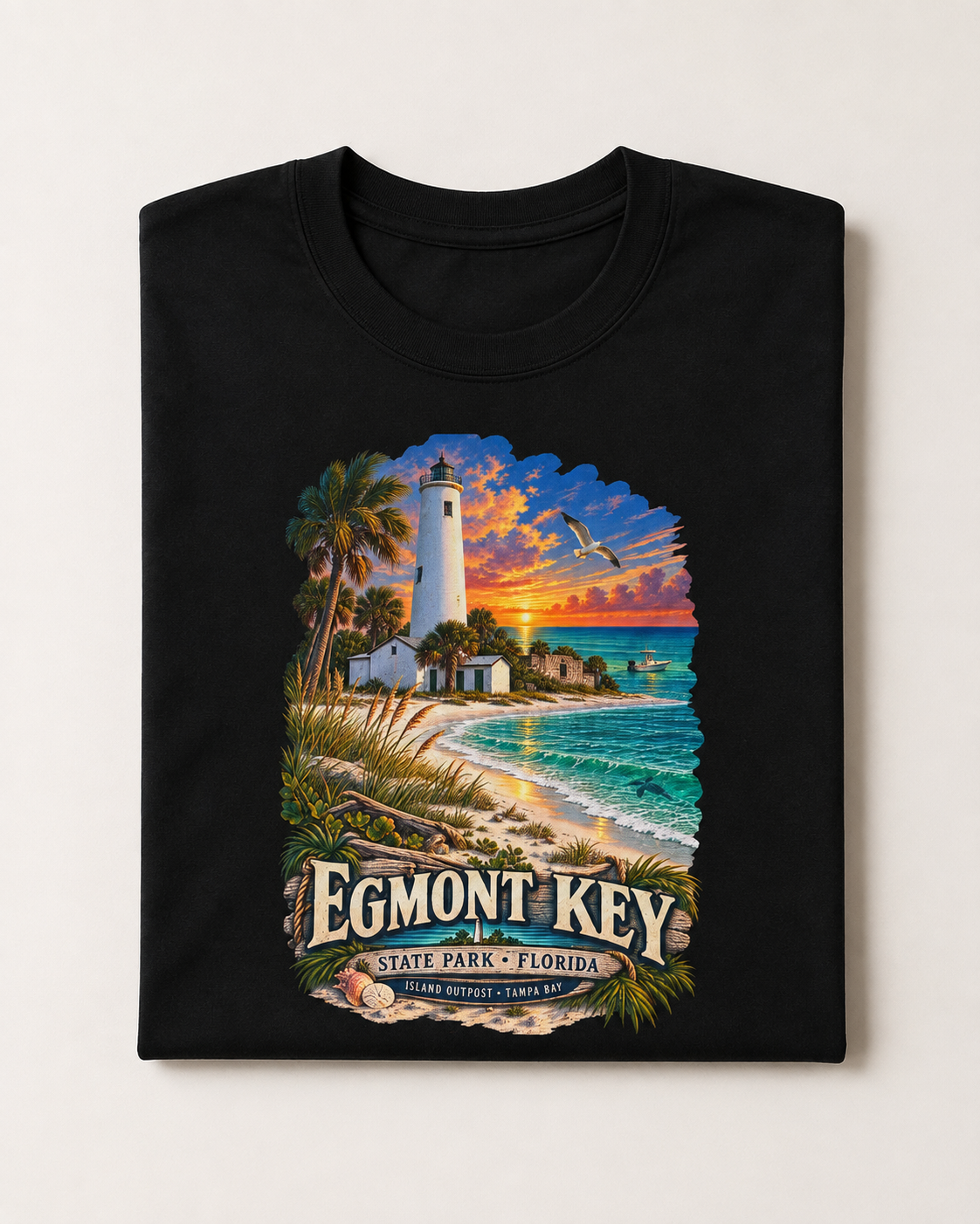 Egmont Key State Park Shirt, Florida Lighthouse Tampa Bay Vintage Graphic Tee