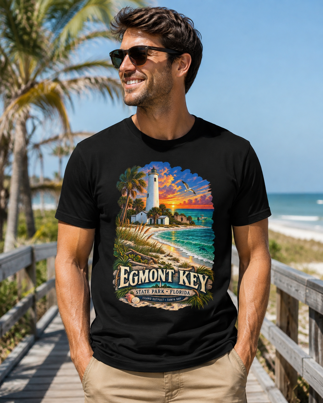 Egmont Key State Park Shirt, Florida Lighthouse Tampa Bay Vintage Graphic Tee