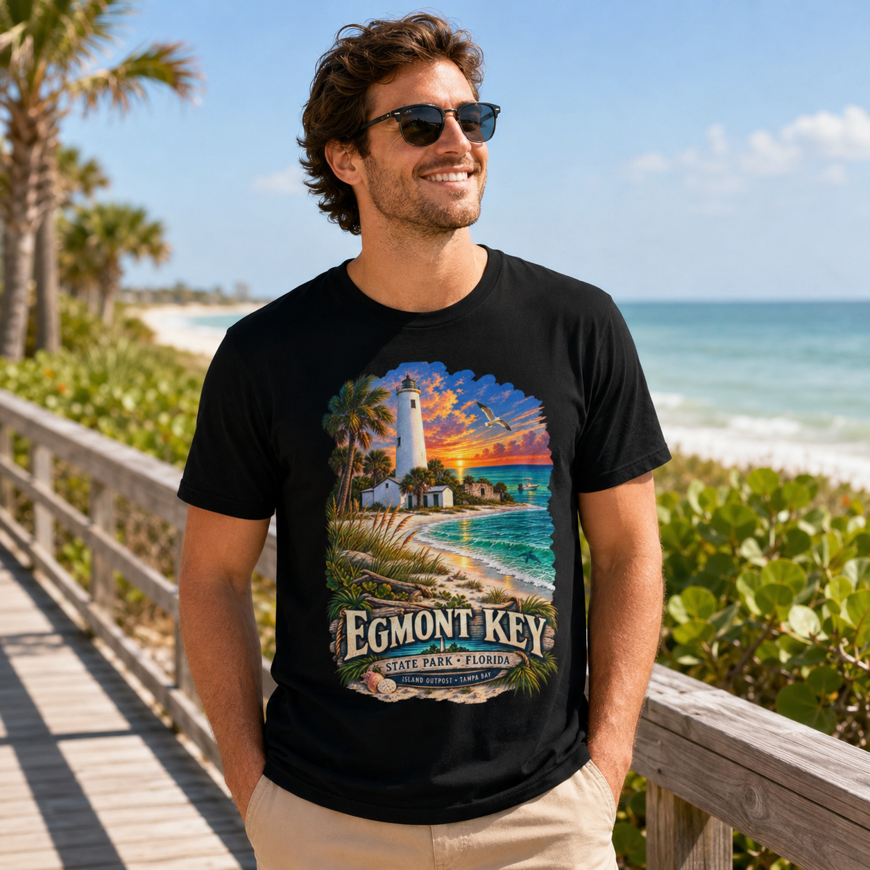 Egmont Key State Park Shirt, Florida Lighthouse Tampa Bay Vintage Graphic Tee