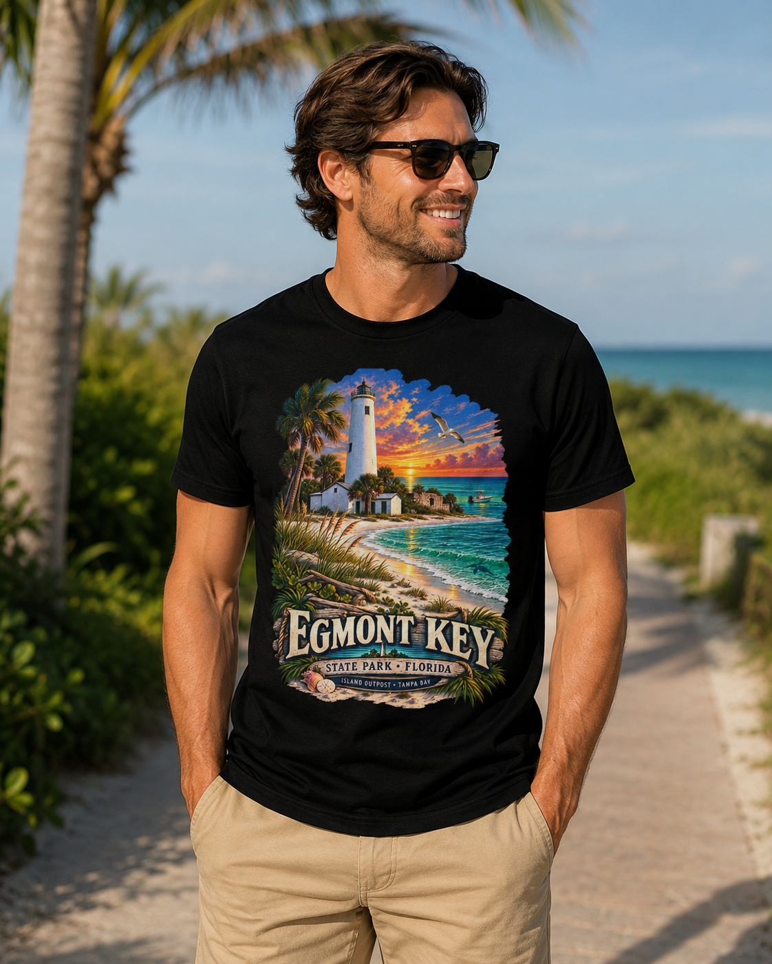 Egmont Key State Park Shirt, Florida Lighthouse Tampa Bay Vintage Graphic Tee