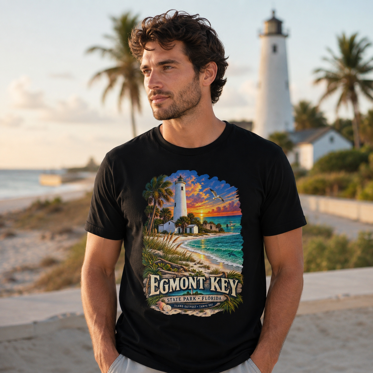 Egmont Key State Park Shirt, Florida Lighthouse Tampa Bay Vintage Graphic Tee