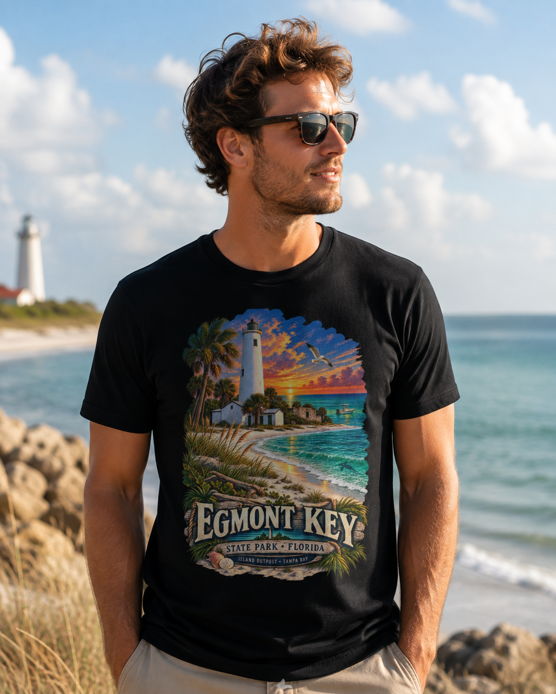 Egmont Key State Park Shirt, Florida Lighthouse Tampa Bay Vintage Graphic Tee