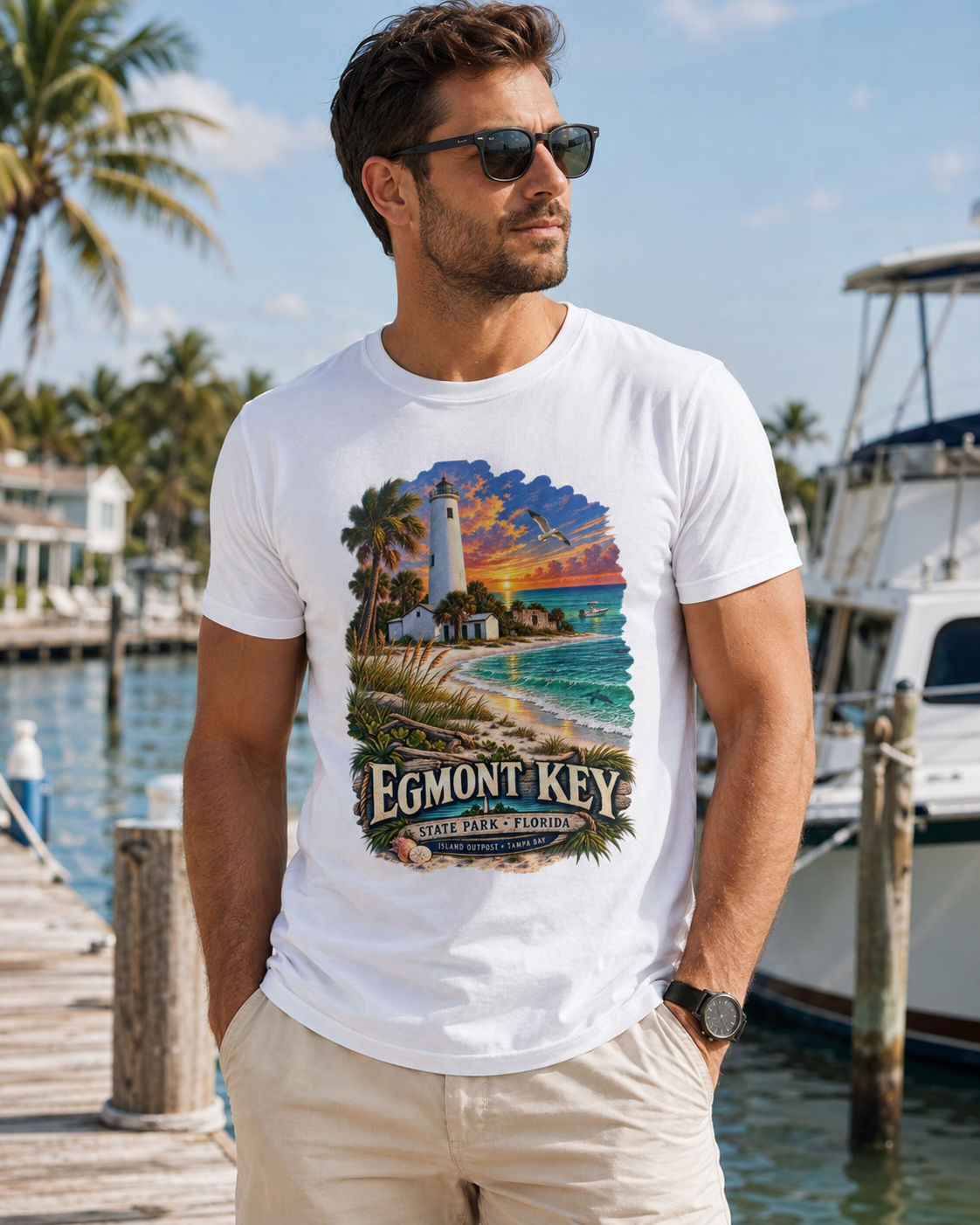 Egmont Key State Park Shirt, Florida Lighthouse Tampa Bay Vintage Graphic Tee