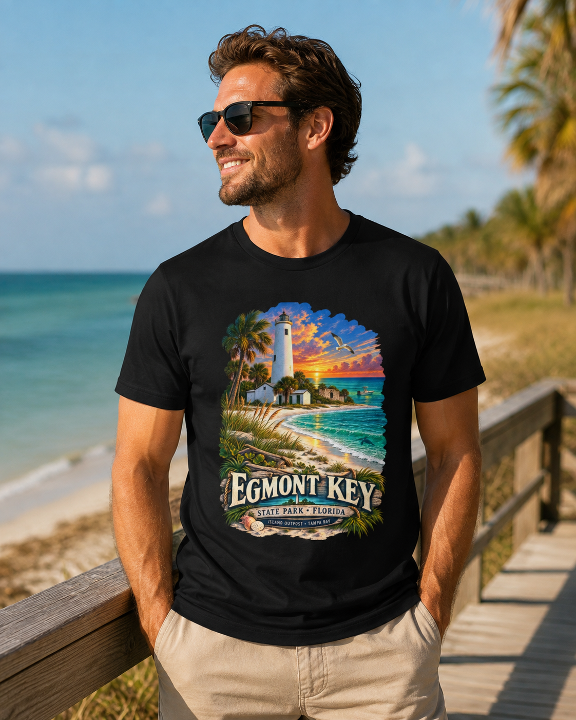 Egmont Key State Park Shirt, Florida Lighthouse Tampa Bay Vintage Graphic Tee
