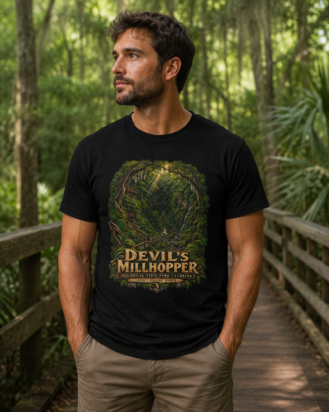 Devil's Millhopper Geological State Park Shirt, Gainesville Florida Sinkhole Vintage Graphic Tee.