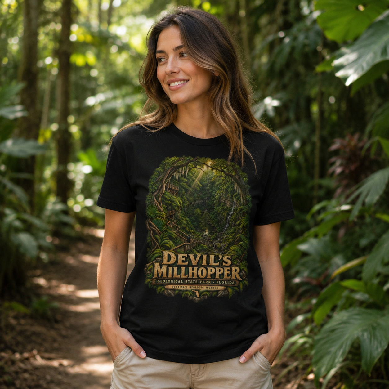 Devil's Millhopper Geological State Park Shirt, Gainesville Florida Sinkhole Vintage Graphic Tee.